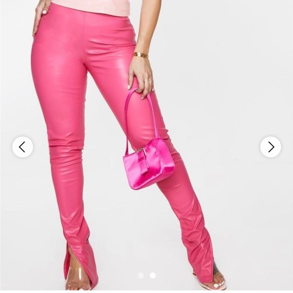 Shape Fuchsia PU Split Hem Pants